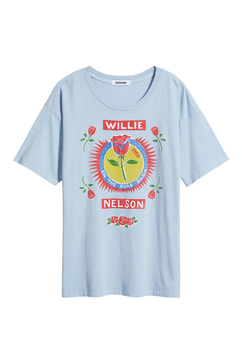 Willie Nelson Rose Label Graphic T-Shirt, Alternate, color, SKY WAY BLUE