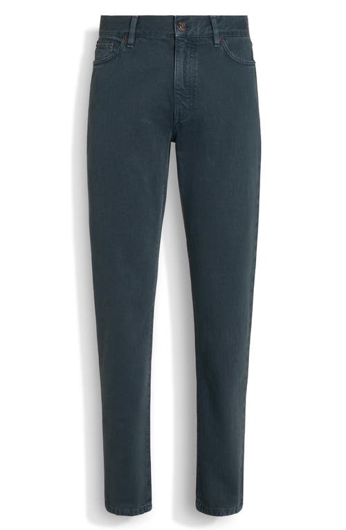 Shop Zegna Roccia City Fit Stonewashed Jeans In Bright Blue Solid