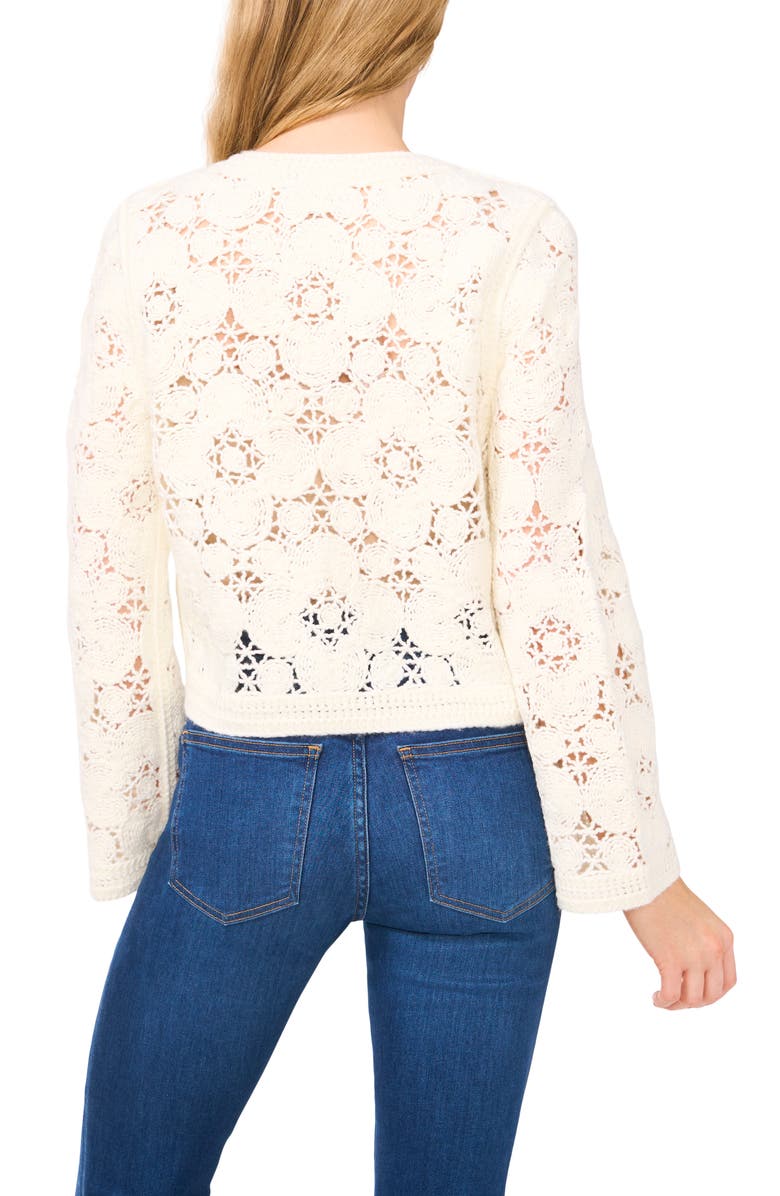 CeCe Floral Open Stitch Cardigan, Alternate, color, 