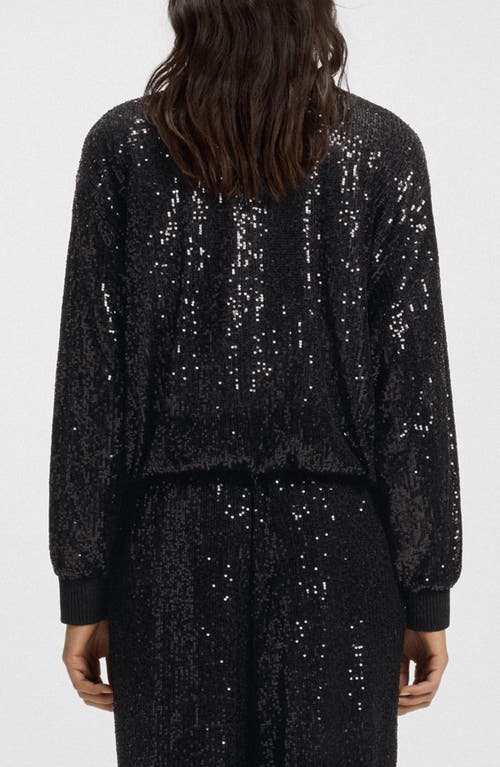 Hugo Boss Boss Orange Jilloi Sequin Bomber Jacket In Black