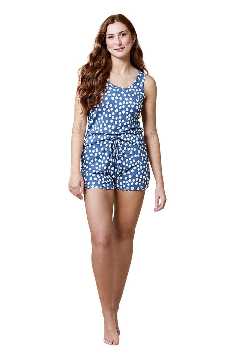Softies Ella - Scoop Tank with Short Sleepwear Set, Main, color, Indigo Dot