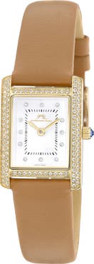 PORSAMO BLEU Karolina Diamond & Topaz Leather Strap Watch, 30mm