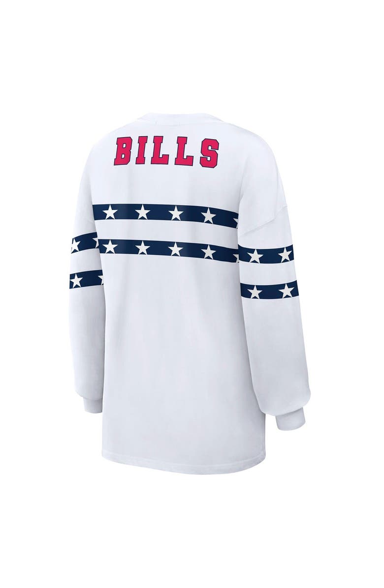 WEAR by Erin Andrews Women's WEAR by Erin Andrews White Buffalo Bills Americana Stripe Long Sleeve T-Shirt, Alternate, color, White