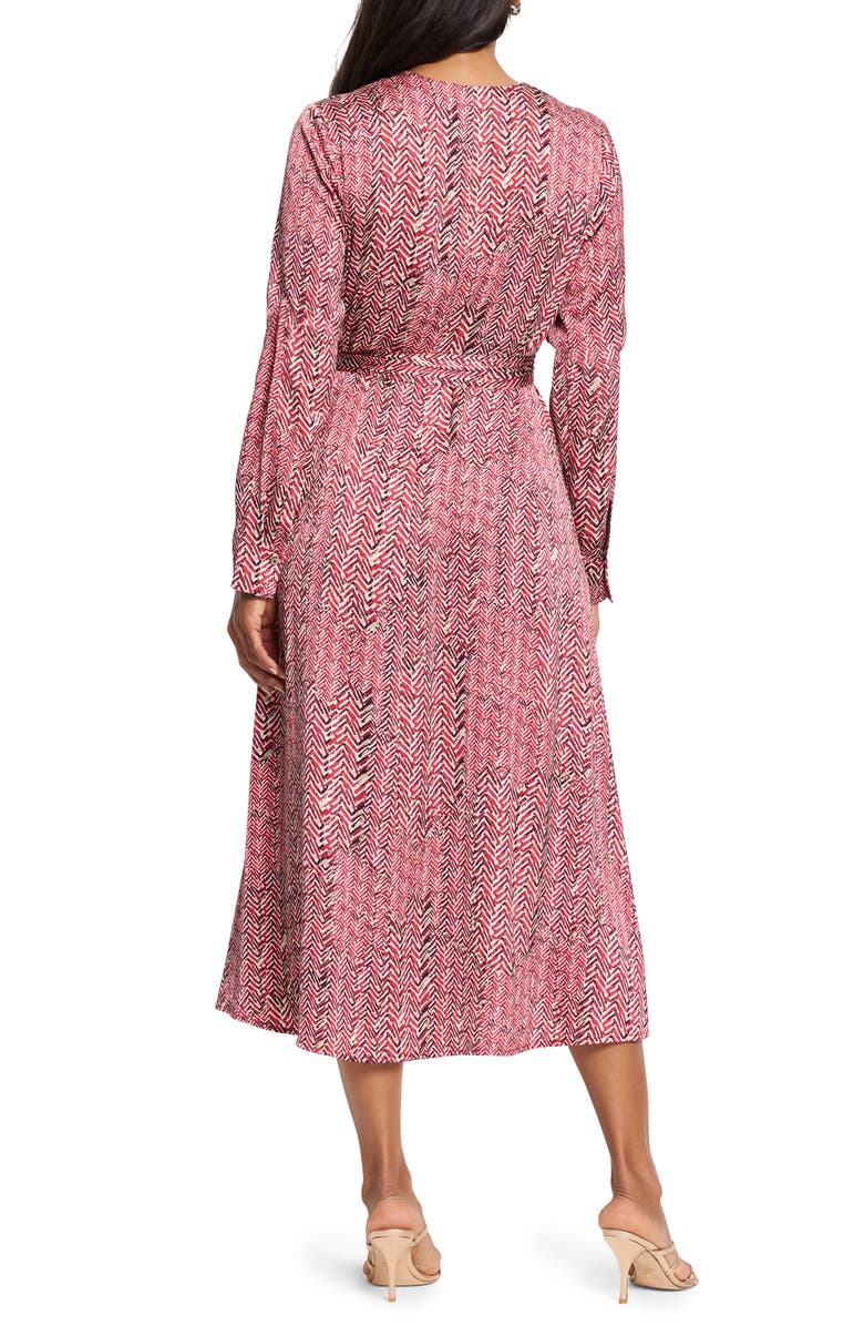 NIC+ZOE Loren Herringbone Print Shirtdress, Alternate, color, Red Multi