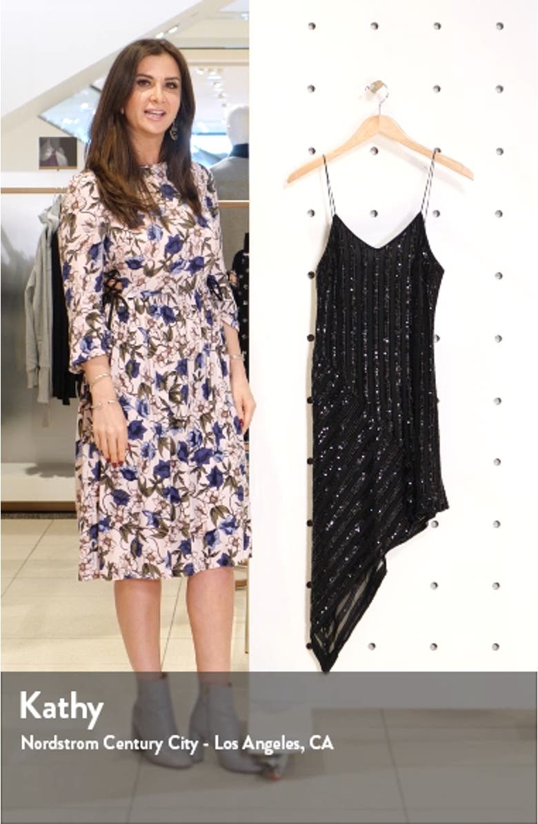 Sequin Stripe Asymmetrical Cocktail Dress, sales video thumbnail