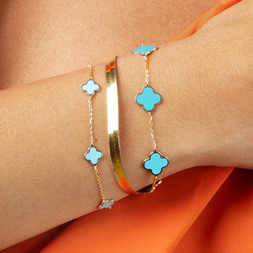 The Lovery Fine Jewelry Small Turquoise Clover Bracelet In Blue