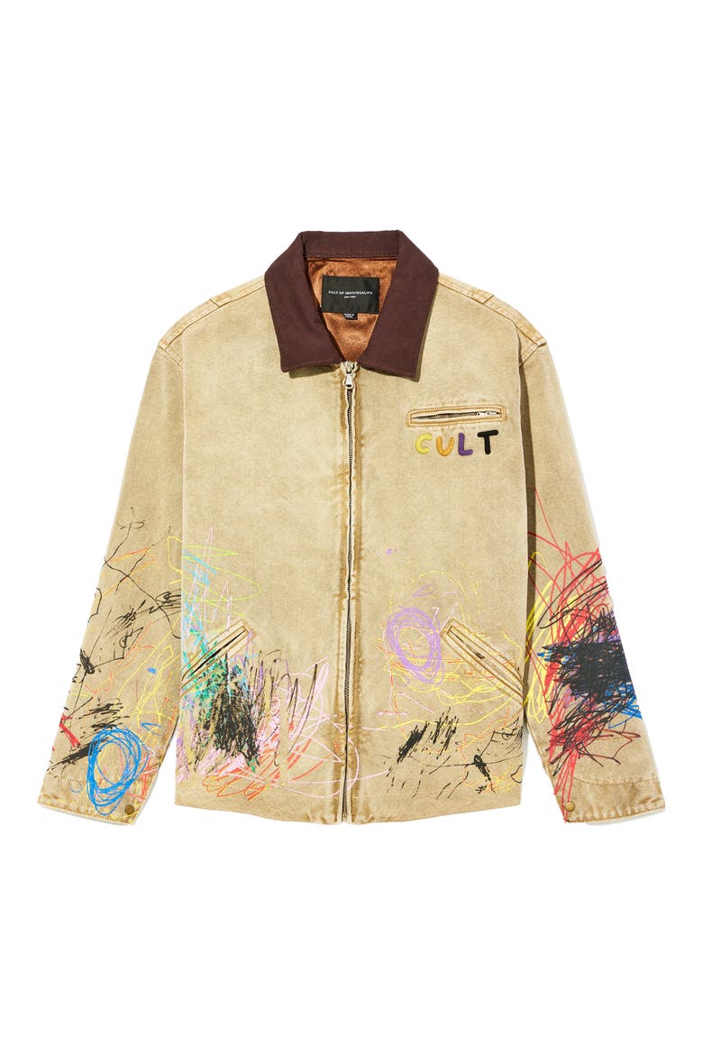 Scribbled Graphic Cotton Canvas Jacket, Alternate, color, SCRIBBLE