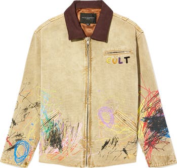 Scribbled Graphic Cotton Canvas Jacket