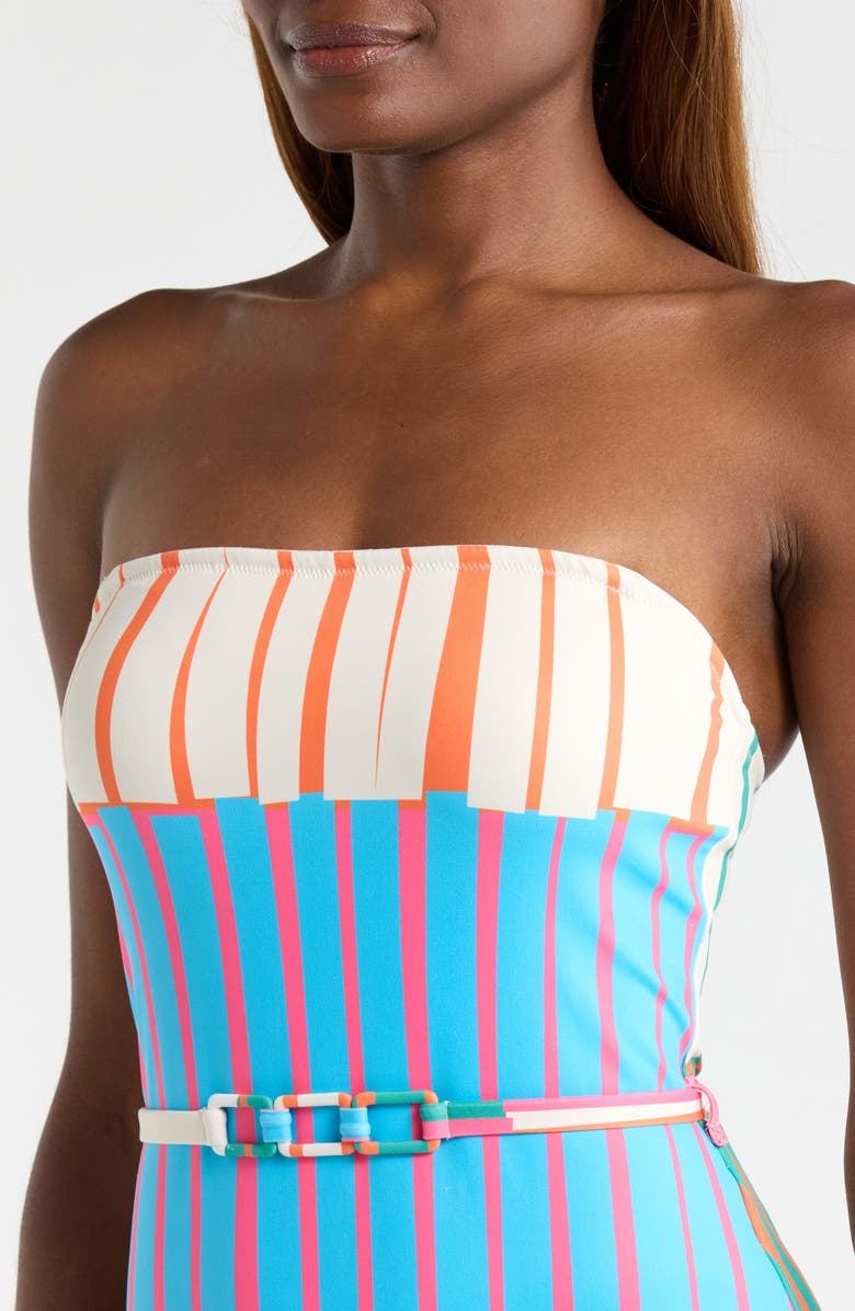 Hutch Chain Belt One-Piece Swimsuit, Alternate, color, Fuchsia Stripes