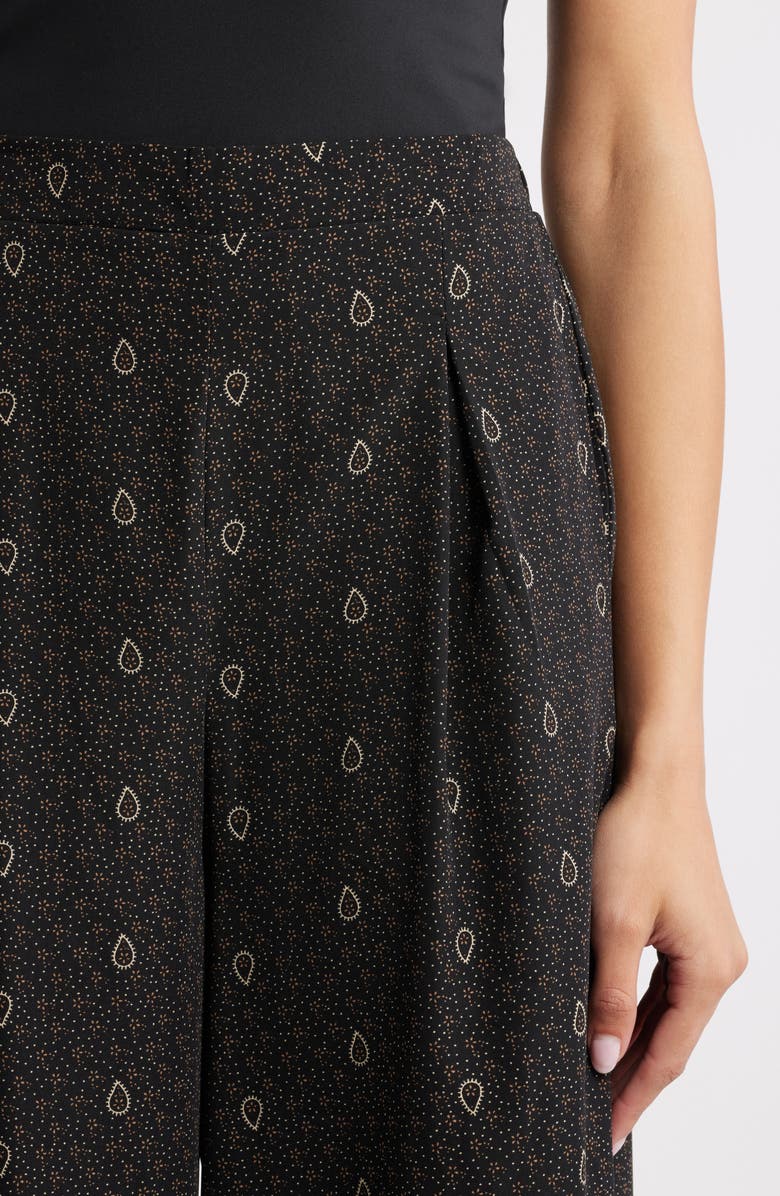 Bobeau Allover Print Wide Leg Pants, Alternate, color, Navy/ Curry Ditsy