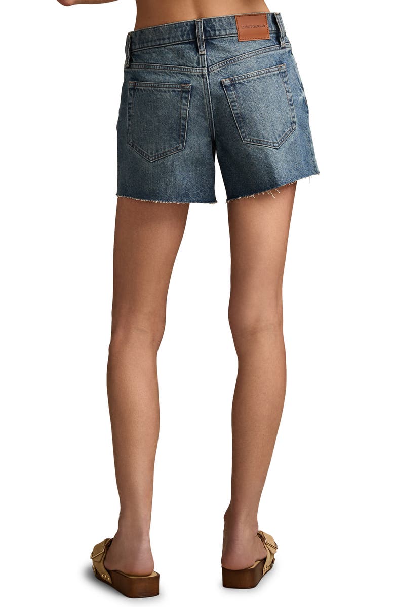 Lucky Brand '90s Raw Hem High Waist Denim Midi Shorts, Alternate, color, 