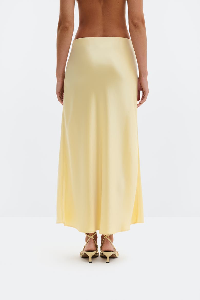 Aubree Satin Midi Skirt, Alternate, color, Light Lemon