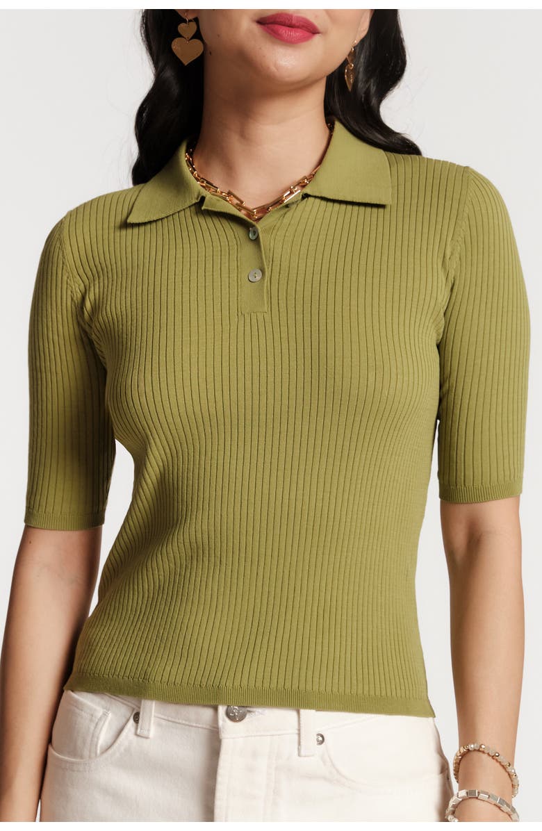 Frances Valentine Krissy Polo Rib Knit, Main, color, Fern