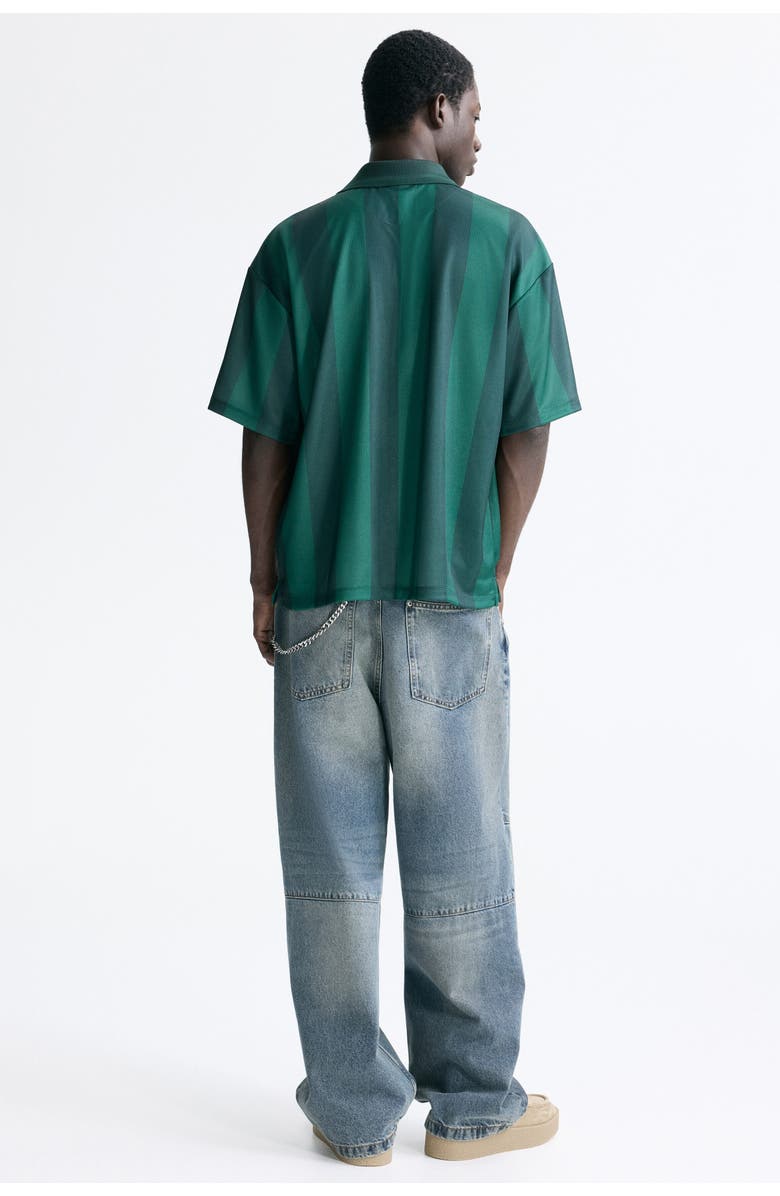 H&M Loose Fit Football Shirt, Alternate, color, Dark Green/Run Wild