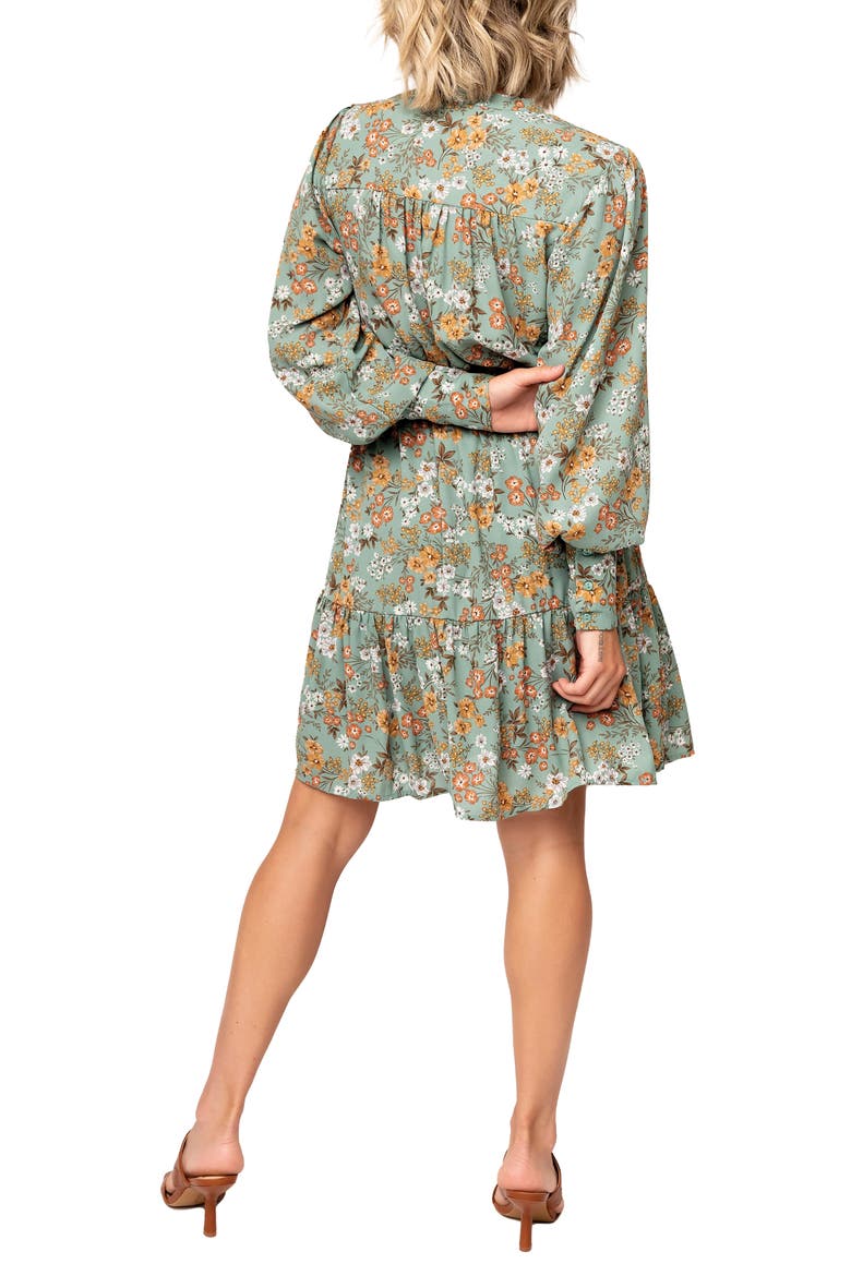 Floral Long Sleeve Dress, Alternate, color, SAGE FLORAL