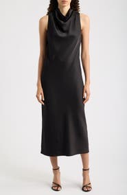 Sam Edelman Drape Neck Satin Maxi Dress