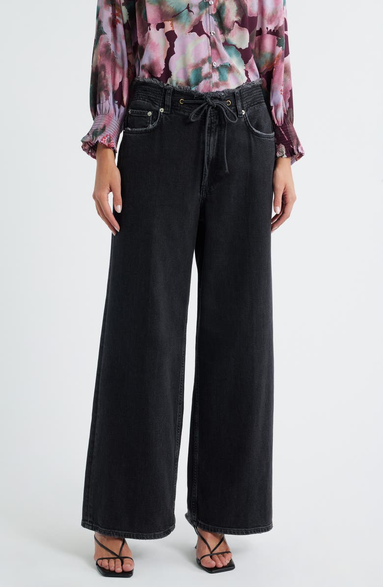 Rails Angeleno High Waist Wide Leg Drawstring Jeans, Main, color, Ash Black