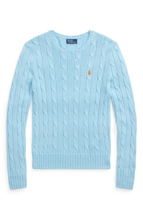 Polo Ralph Lauren Cable Stitch Cotton Crewneck Sweater In Blue