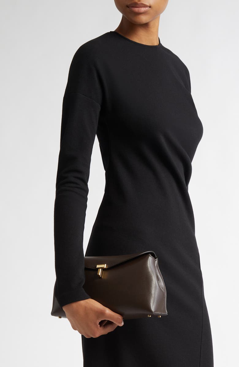 TOTEME T-Lock Leather Clutch, Alternate, color,