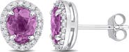 Julianna B. Purple Sapphire & Diamond Halo Earrings 14K