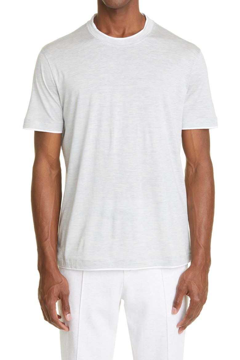 Men's Slim Fit Silk & Cotton T-Shirt, Main, color, CC559 PEARL GREY