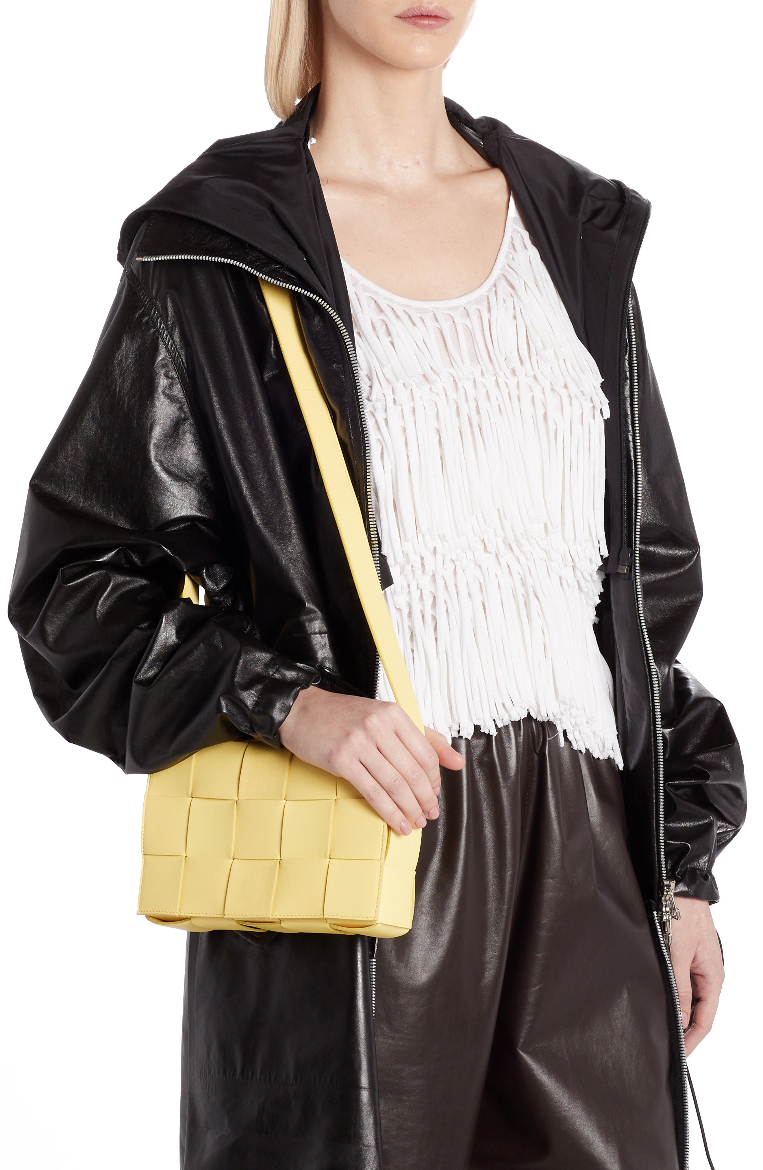 Bottega Veneta Intrecciato Leather Crossbody Bag, Alternate, color, Sherbert