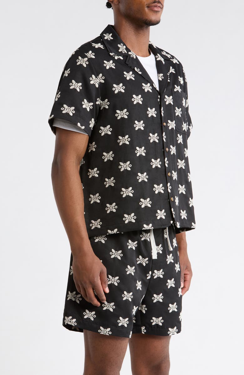 RIZORT Ronan Embroidered Camp Shirt, Alternate, color, Black