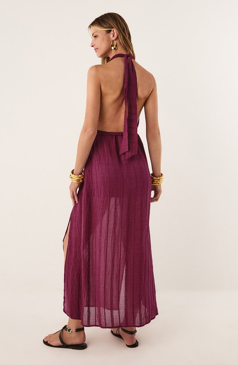 ViX Paula Hermanny Talita Halter Cover-Up Maxi Dress, Alternate, color, Purple