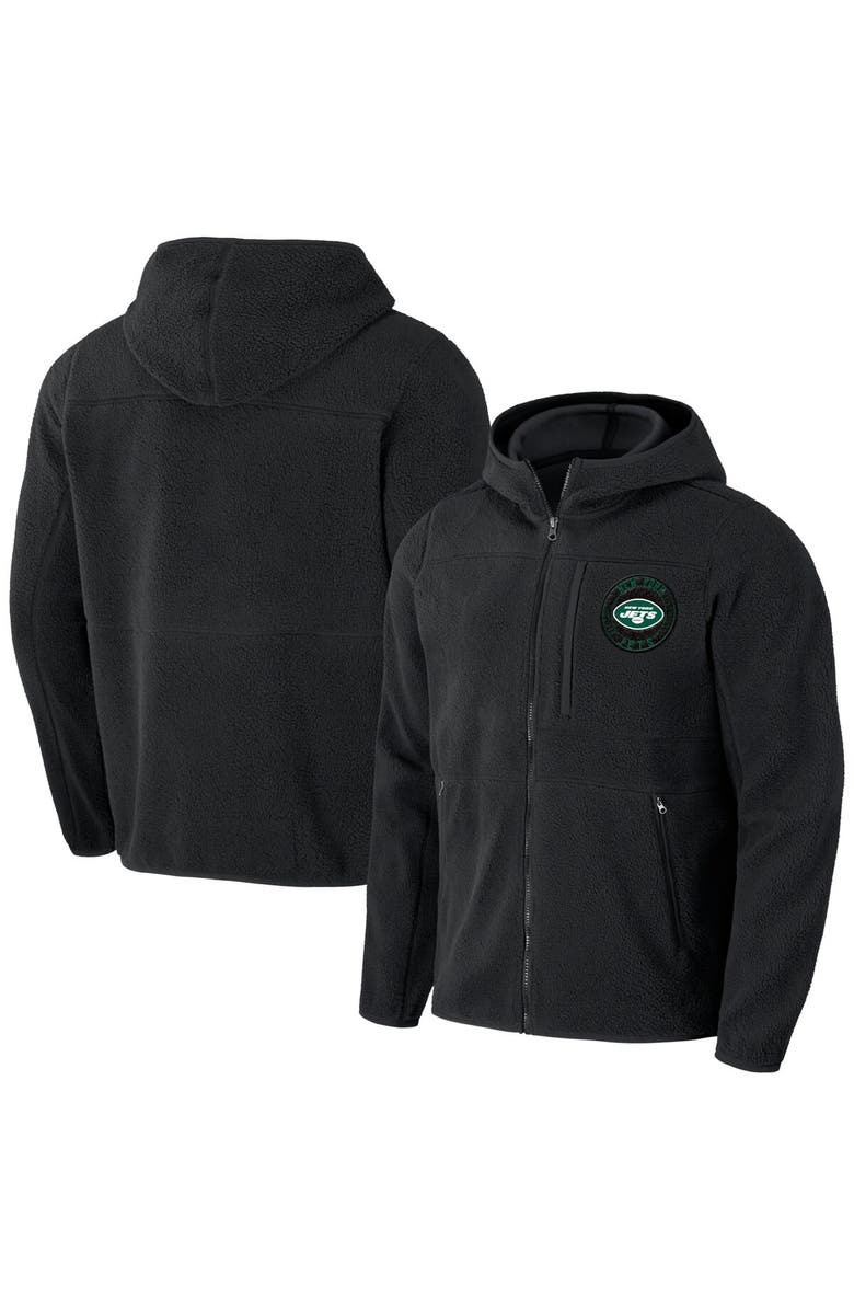 NFL X DARIUS RUCKER Men's NFL x Darius Rucker Collection by Fanatics Black New York Jets Sherpa Full-Zip Hoodie, Main, color,