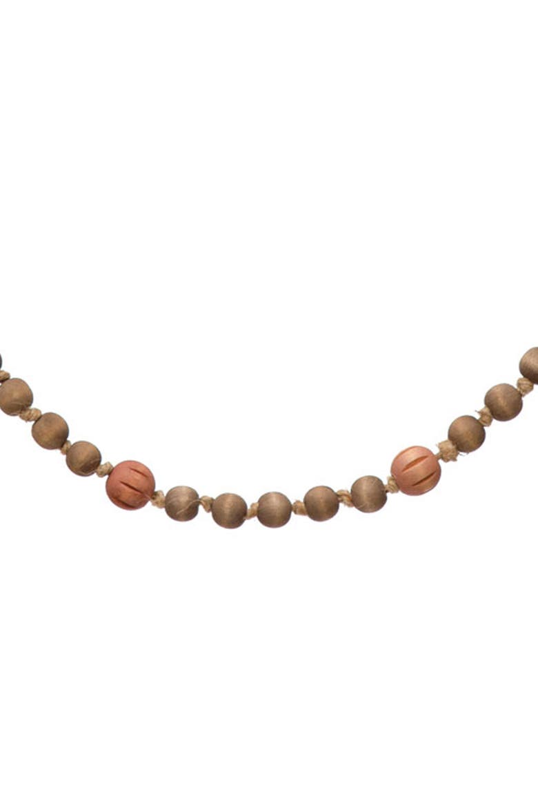 Wodd Color Code Storied Home Paulownia Wood Bead Garland with Jingle Bells & Jute ...