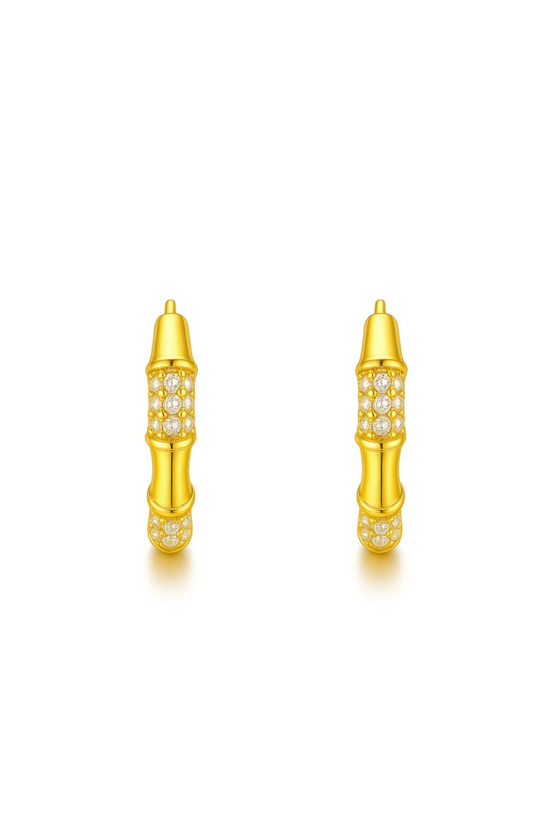 Gold-Tone Sterling Silver Crystal Hoops, Alternate, color, Gold