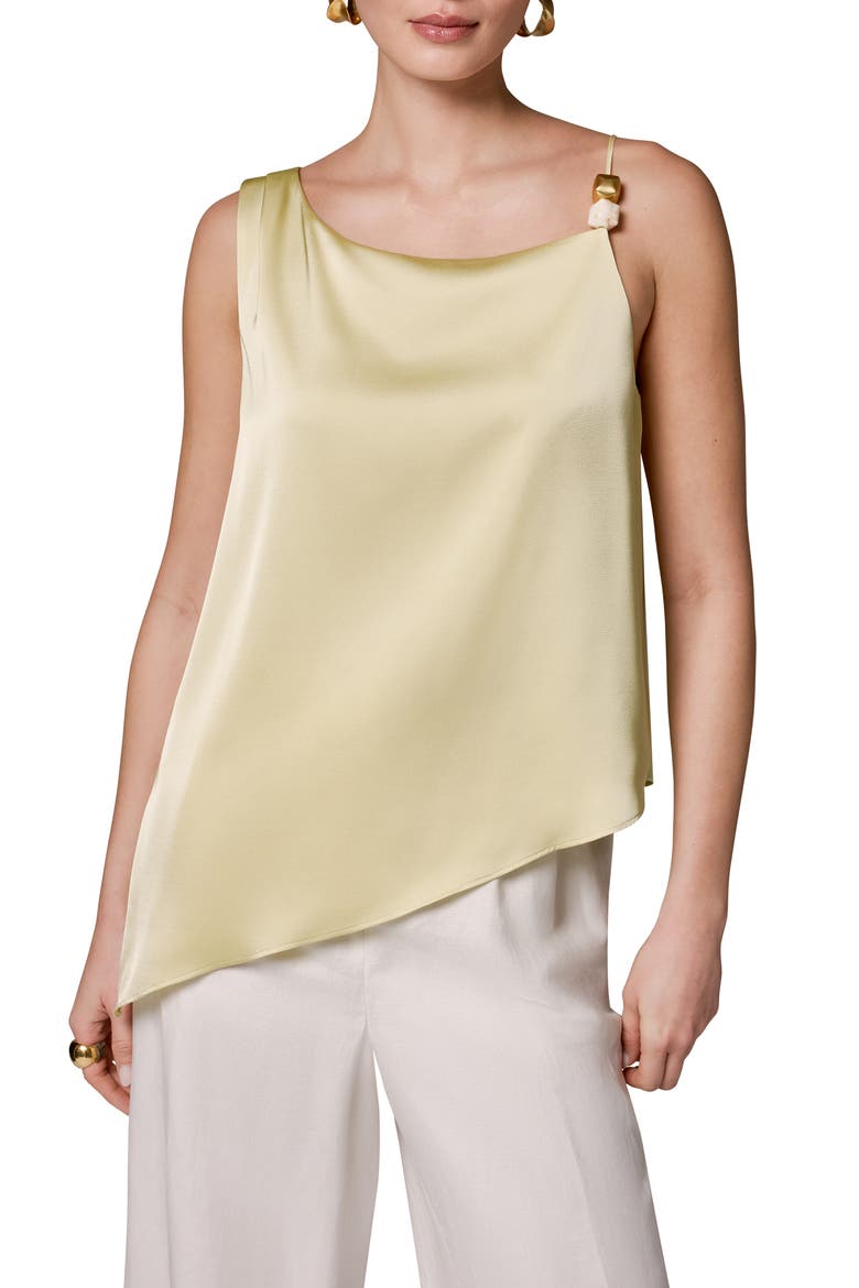 Beaded Asymmetric Sleeveless Satin Top, Main, color, CITRUS
