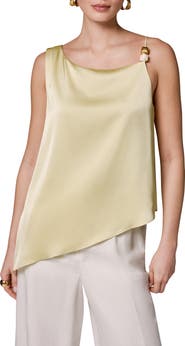 Donna Karan New York Beaded Asymmetric Sleeveless Satin Top