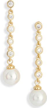 NORDSTROM RACK Cubic Zirconia & Faux Pearl Drop Earrings