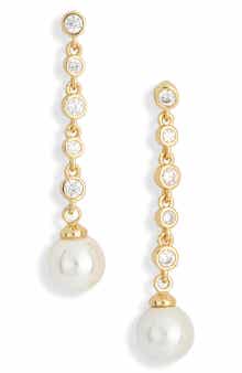 NORDSTROM RACK Cubic Zirconia & Faux Pearl Drop Earrings