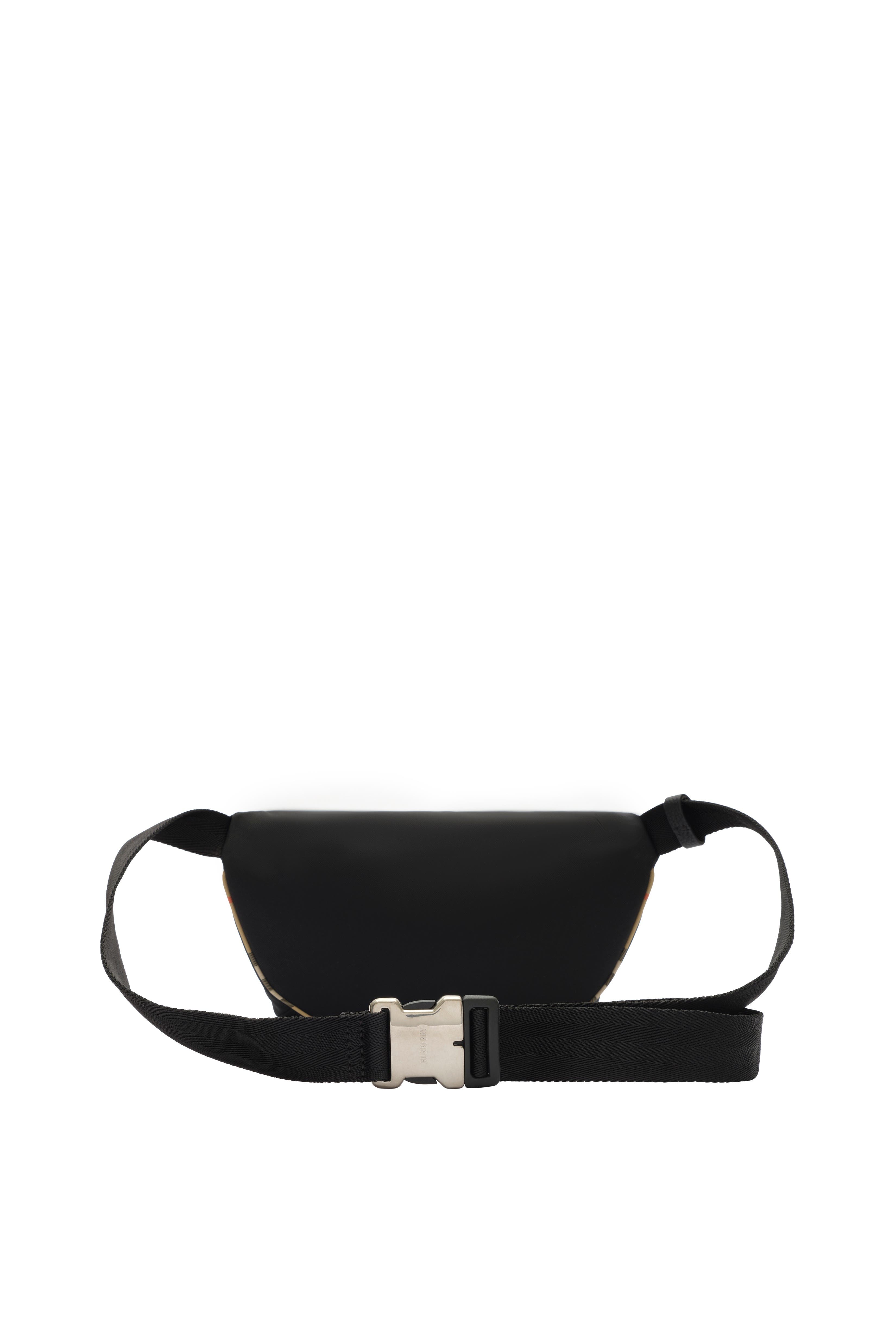 Burberry Check Trim Belt Bag, Alternate, color, Black
