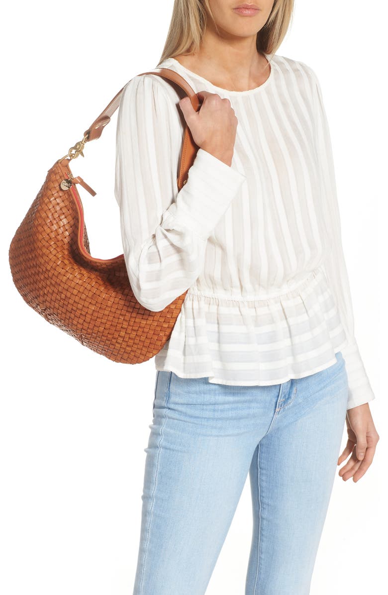 Clare V. Moyen Messenger Crossbody Bag, Alternate, color, Natural Woven Checker