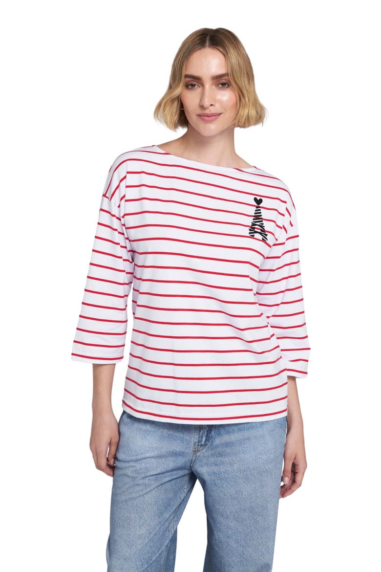 Striped Tee With Graphic Top, Alternate, color, Red/White