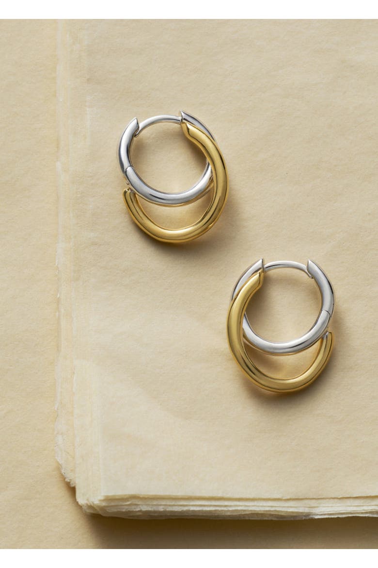 Small Mixed Metal Spiralis Hoop Earrings, Alternate, color, Mixed Metal