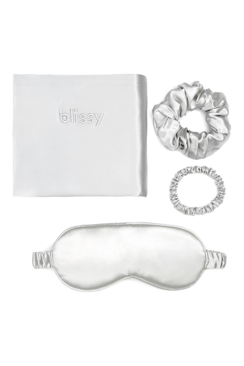 Dream 4-Piece Mulberry Silk Set, Main, color, METALLIC SILVER