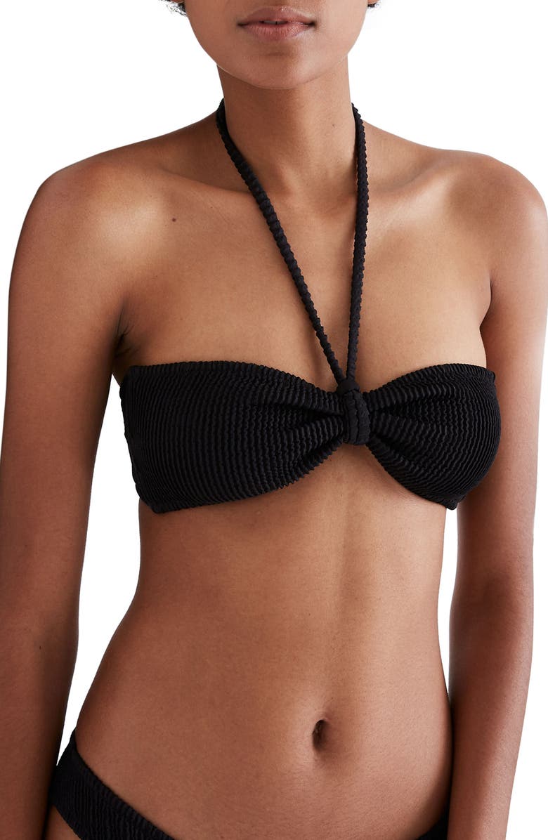 Madewell Second Wave Textured Bandeau Bikini Top, Main, color,