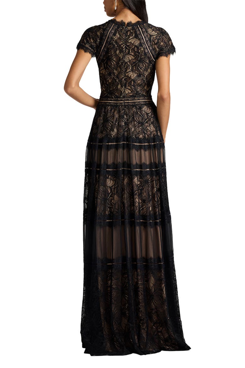 Lace A-Line Gown, Alternate, color, BLACK/ NUDE