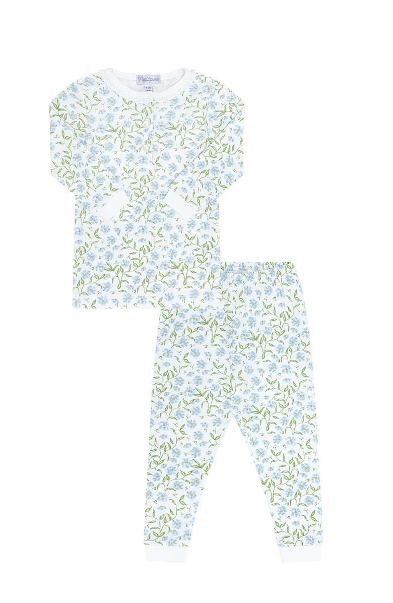 Nellapima Blue Vines Print Pajama - Baby, Alternate, color, Blue