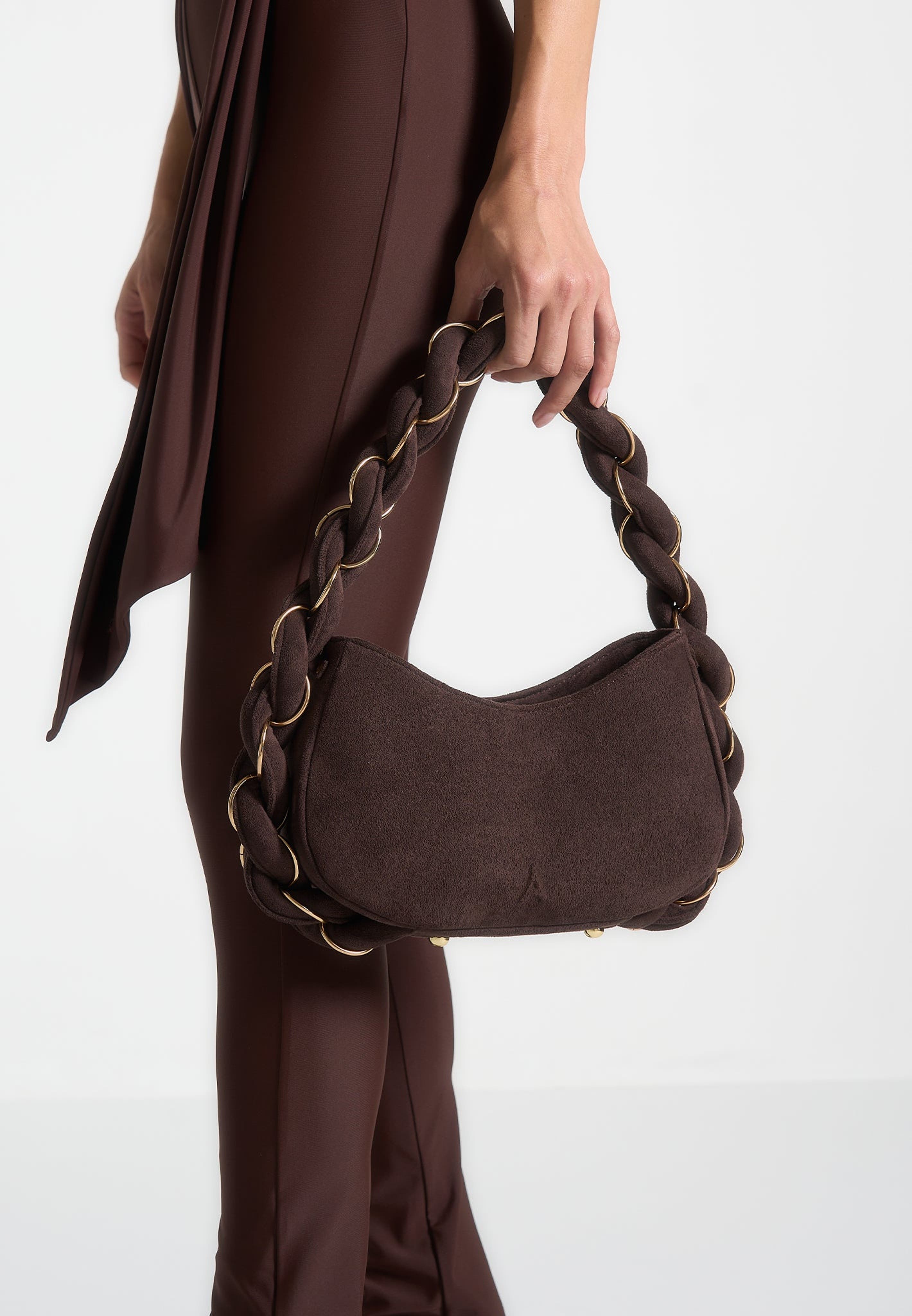 Manière De Voir Somme Suede Handbag, Alternate, color, Brown