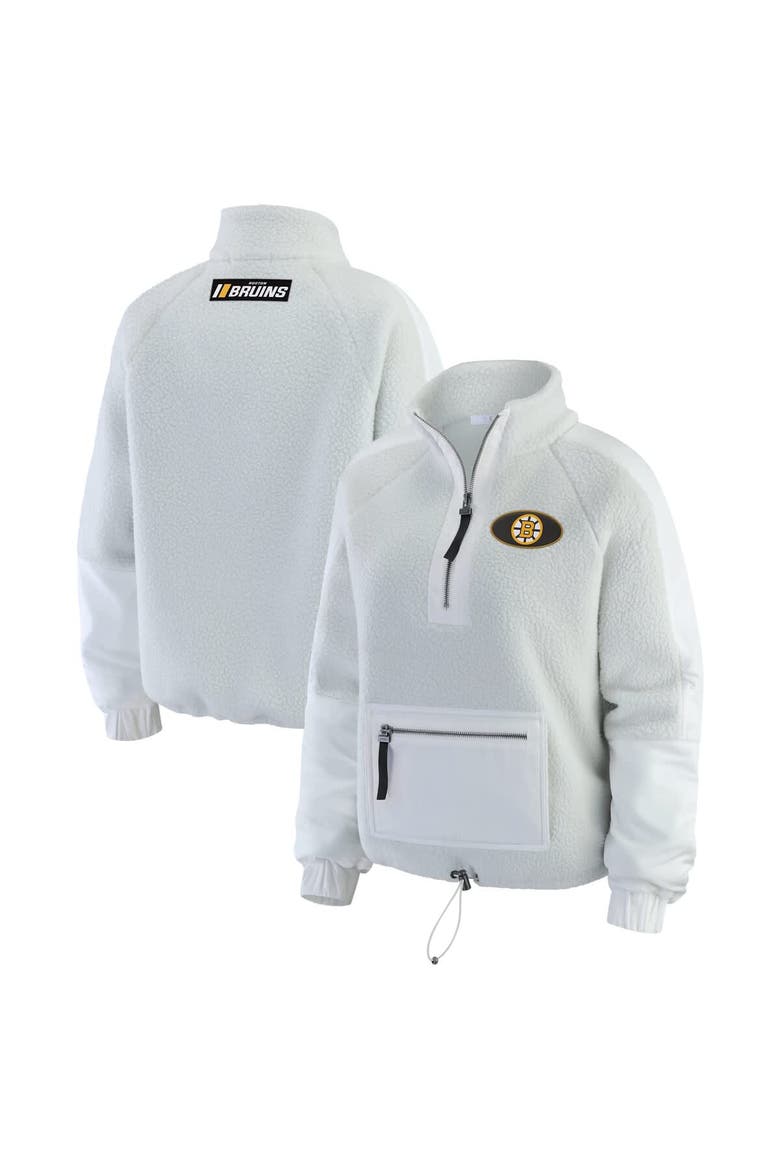 Women's WEAR by Erin Andrews Gray Boston Bruins Polar Fleece Quarter-Zip Jacket, Main, color, Gray