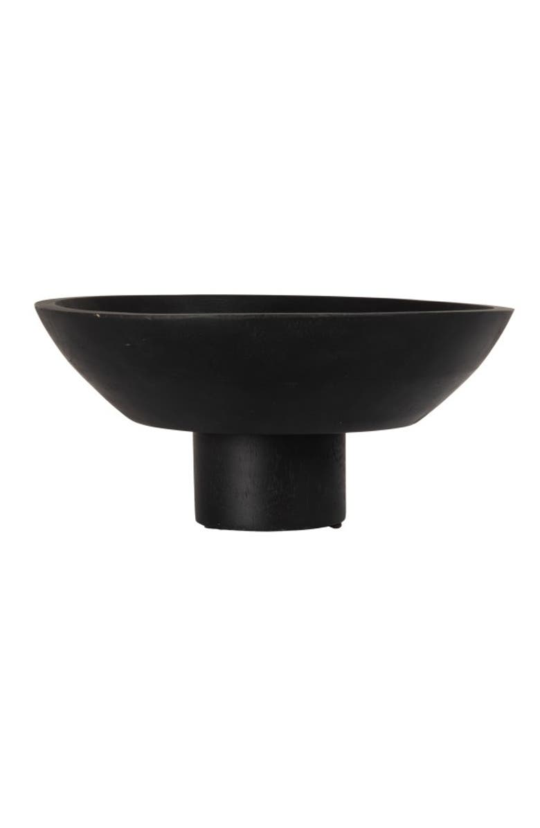 Storied Home Mango Wood Footed Bowl, Black Finish, Alternate, color, 