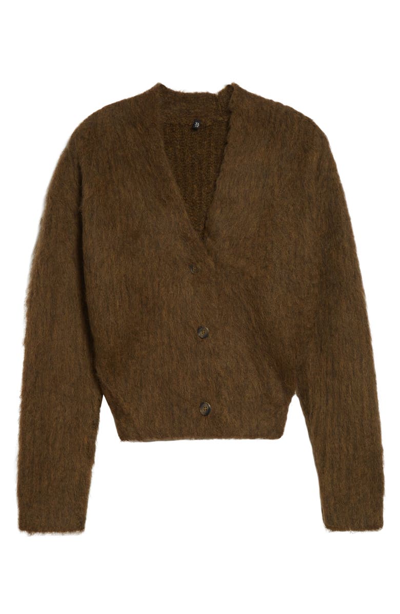 R13 Split Hem Rib Alpaca & Wool Blend Cardigan, Alternate, color, Heather Olive Green