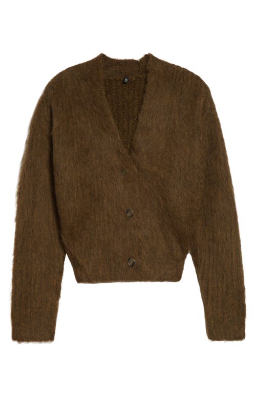 R13 Split Hem Ribbed Cardigan In Brown