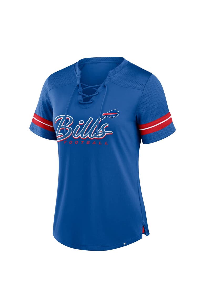Women's Fanatics Royal Buffalo Bills Play Script Lace-Up T-Shirt, Alternate, color, Royal