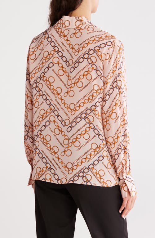 Elie Tahari The Haven Gilded Chain Print Button-up Shirt In Pink